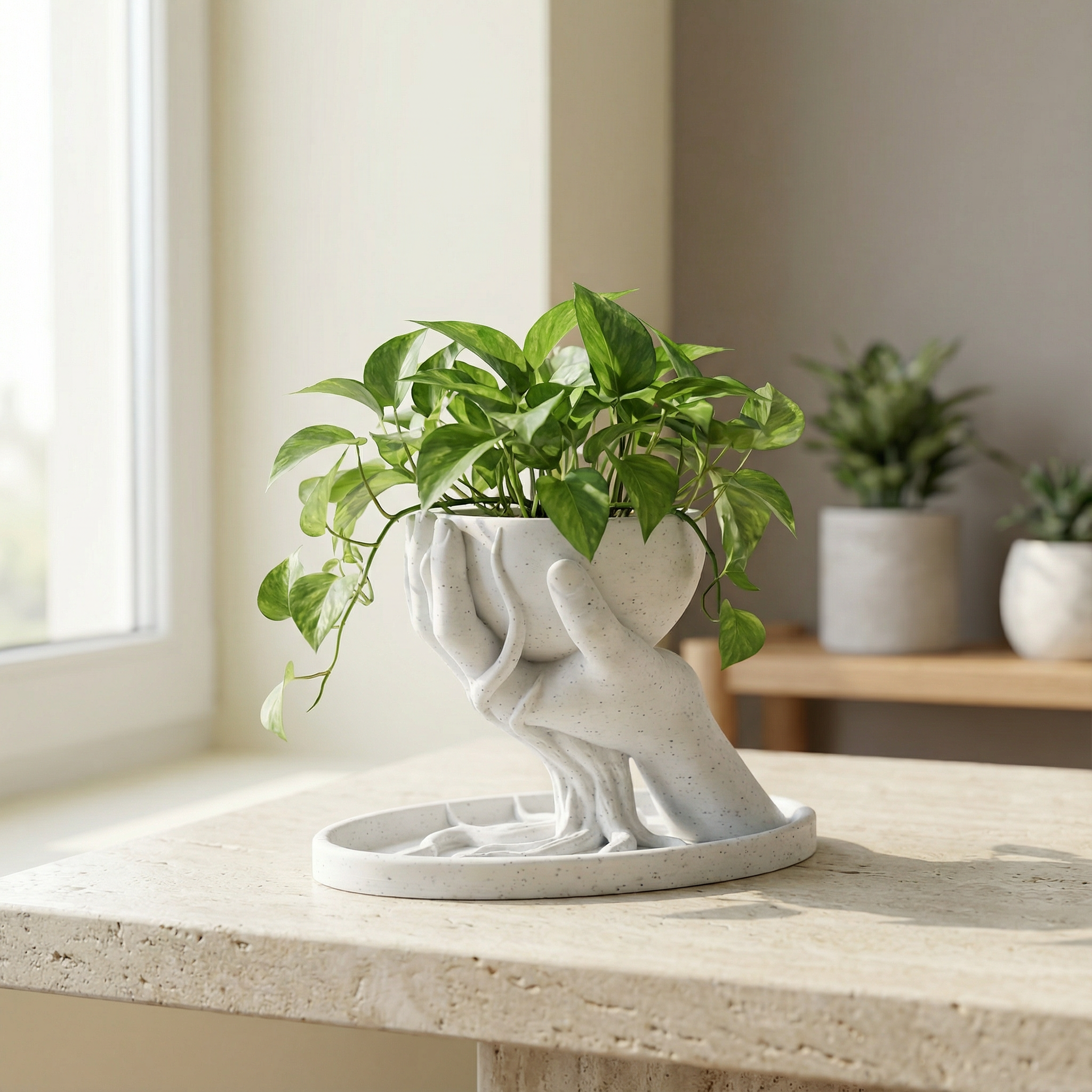 Oreo Marble Look Hand Sculpture Planter for succulents and small plants | Modern Home Decor Accent | 3D Printed PLA Marble with Real Marble Particles