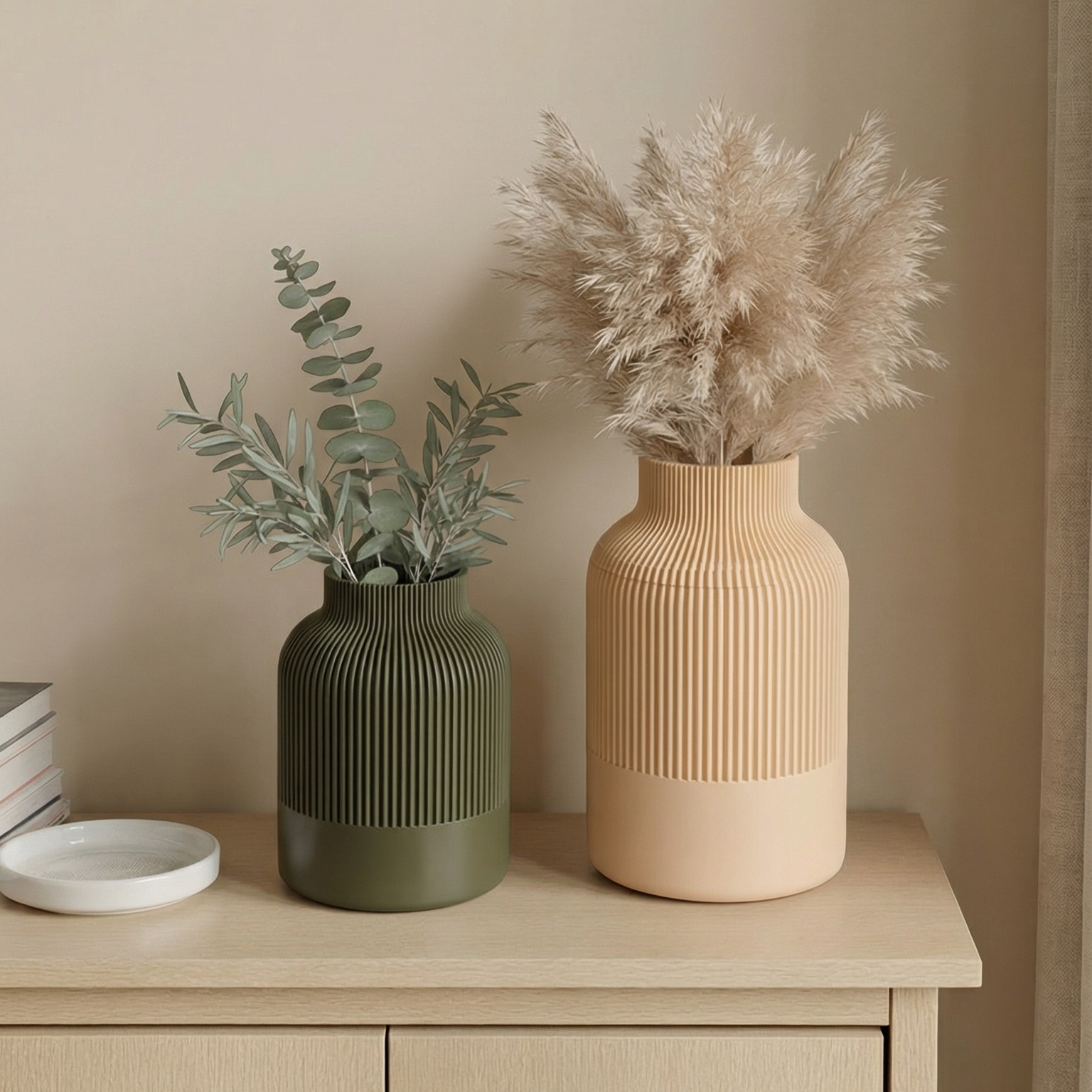 Fluted Duo Vase Set – Clay & Olive