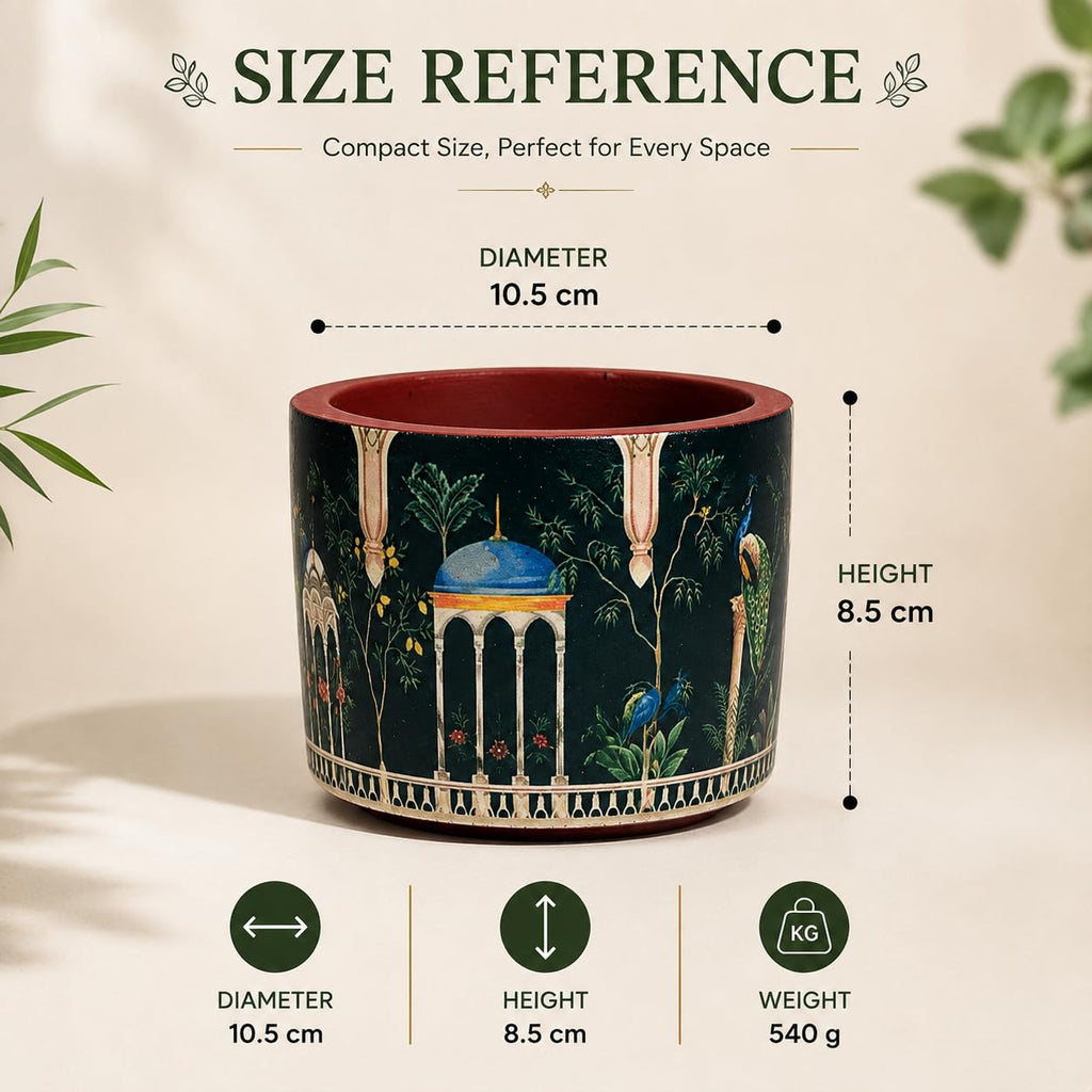 Artha Living Decorative Peacock Garden Terracotta Planter with Drainage Hole | 10.5 cm Artistic Indoor Plant Pot