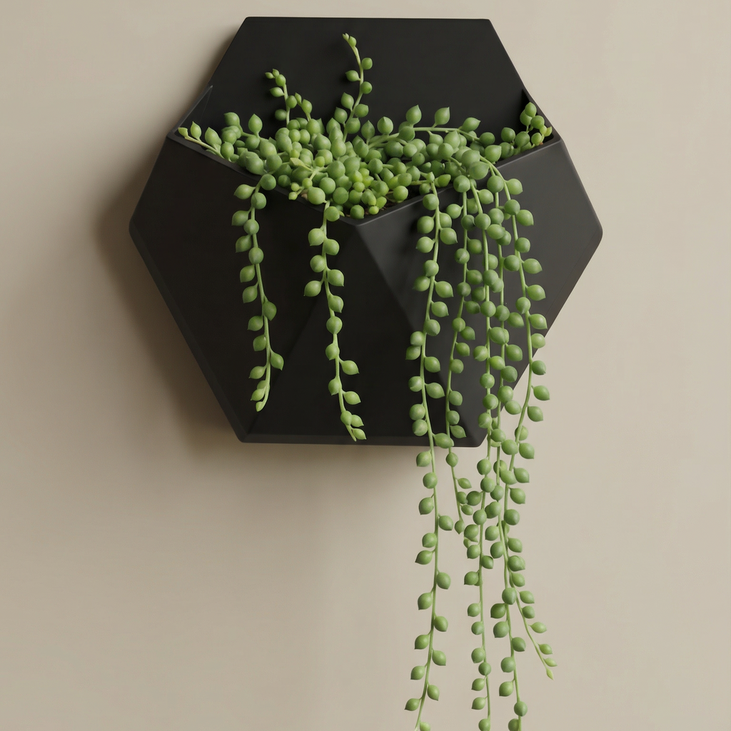 Hexa Wall Planter – Matte Black