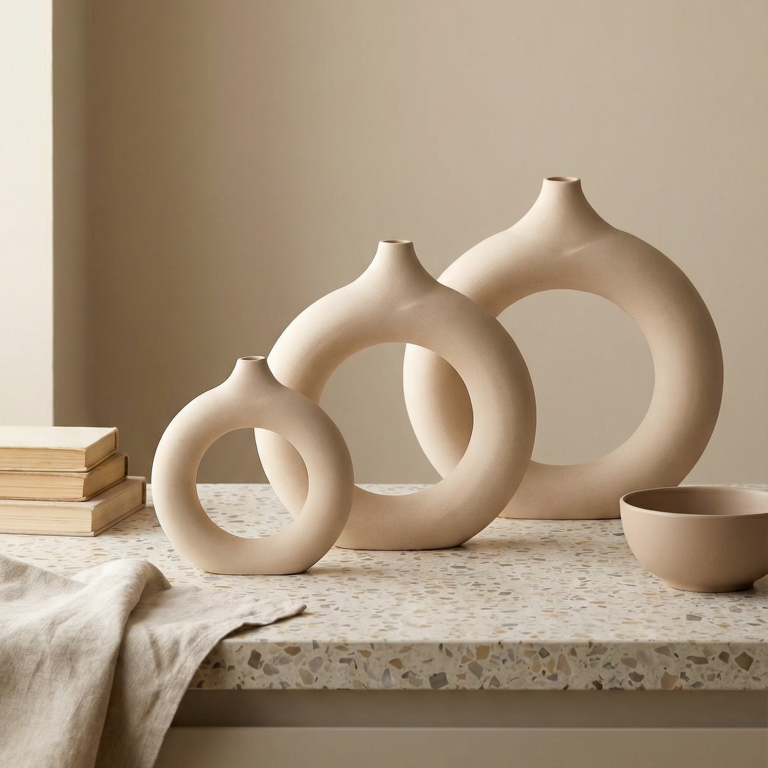 Halo Loop Vase Set – Sand Beige