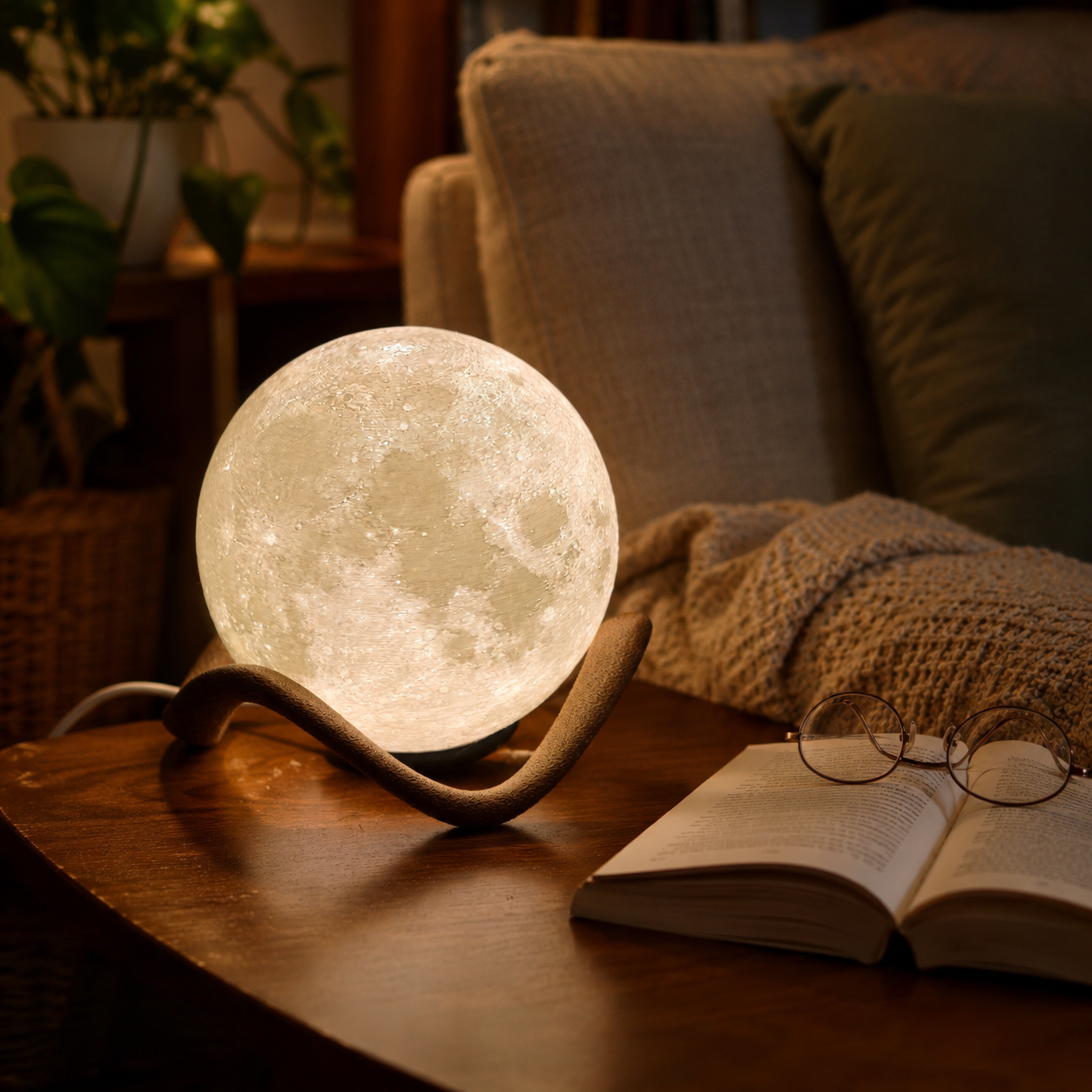 Moon LED Lamp with Replaceable Surface Light | 3-ft Wire with Switch