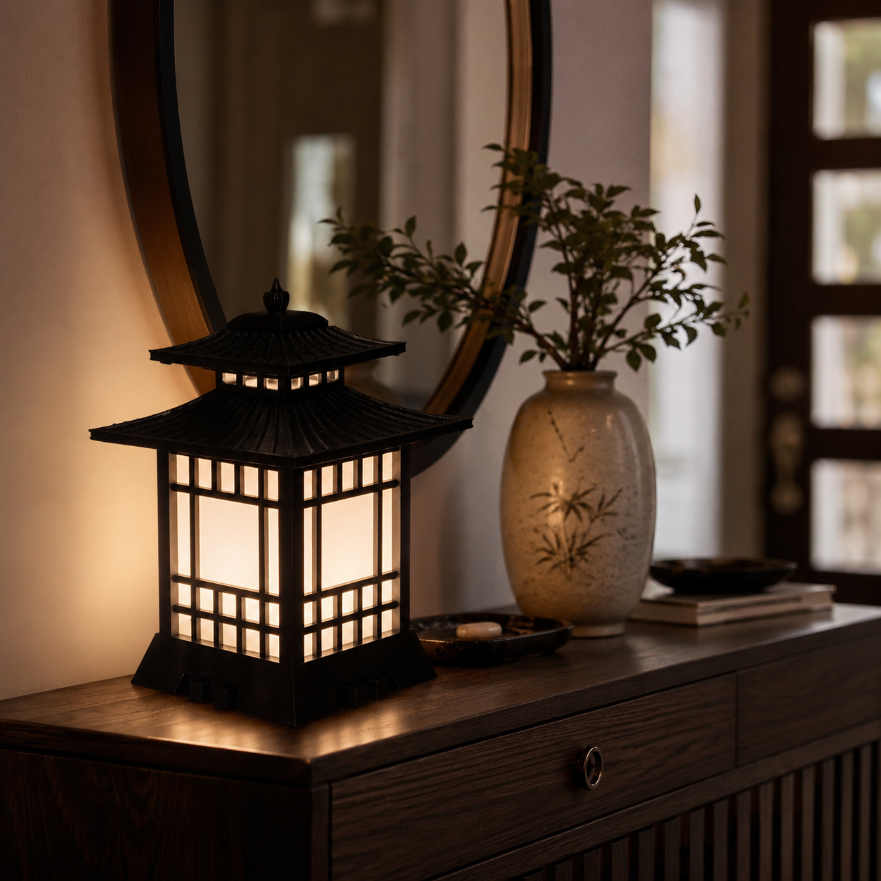 Japanese LED Table Lamp with Replaceable Surface Light | 3-ft Wire with Switch