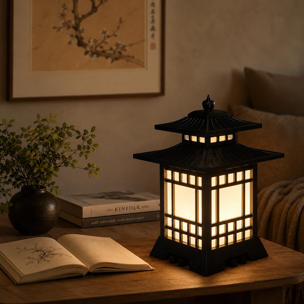 Japanese LED Table Lamp with Replaceable Surface Light | 3-ft Wire with Switch