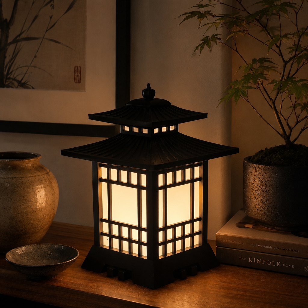 Japanese LED Table Lamp with Replaceable Surface Light | 3-ft Wire with Switch