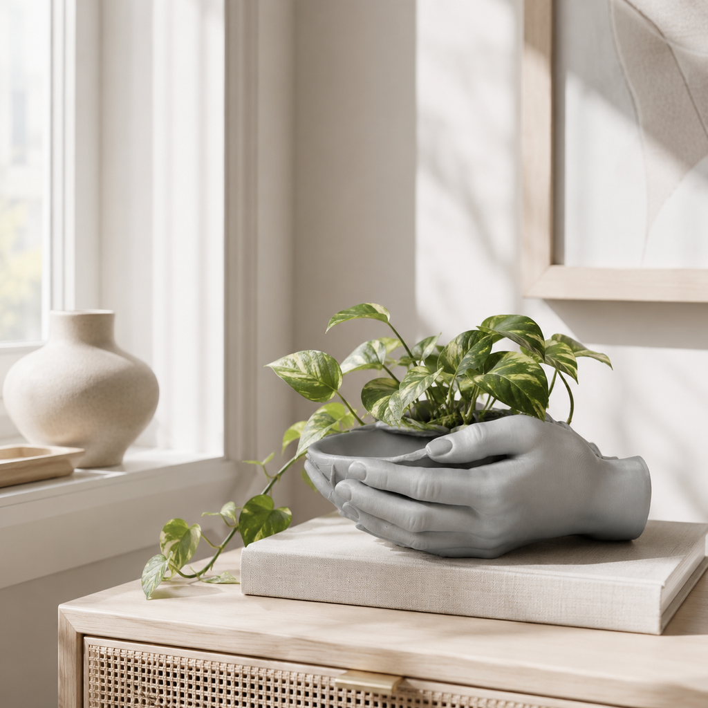 3D Printed Hands Planter | Modern Decorative Plant Pot for Succulents & small Indoor Plants | Minimalist Desk & Home Décor