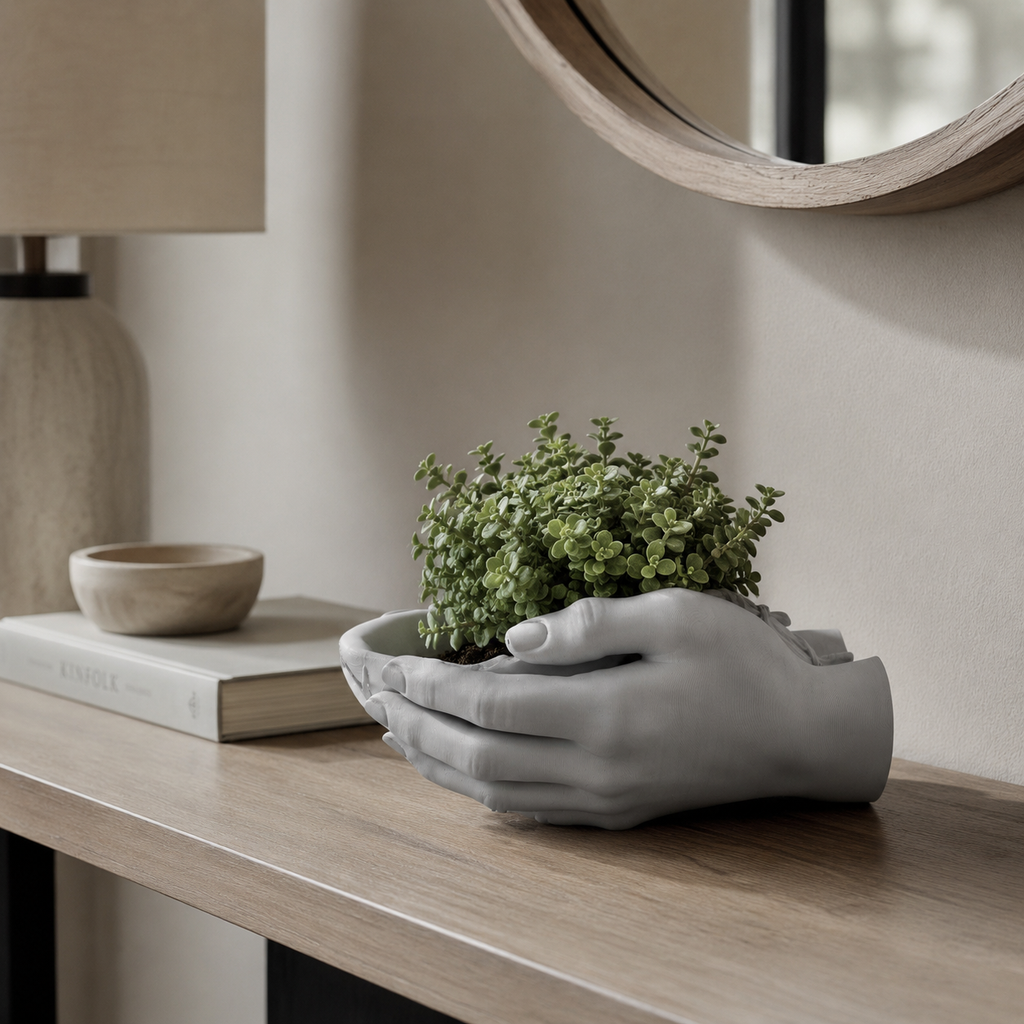 3D Printed Hands Planter | Modern Decorative Plant Pot for Succulents & small Indoor Plants | Minimalist Desk & Home Décor