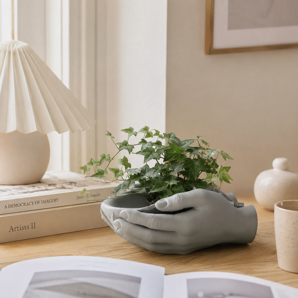3D Printed Hands Planter | Modern Decorative Plant Pot for Succulents & small Indoor Plants | Minimalist Desk & Home Décor