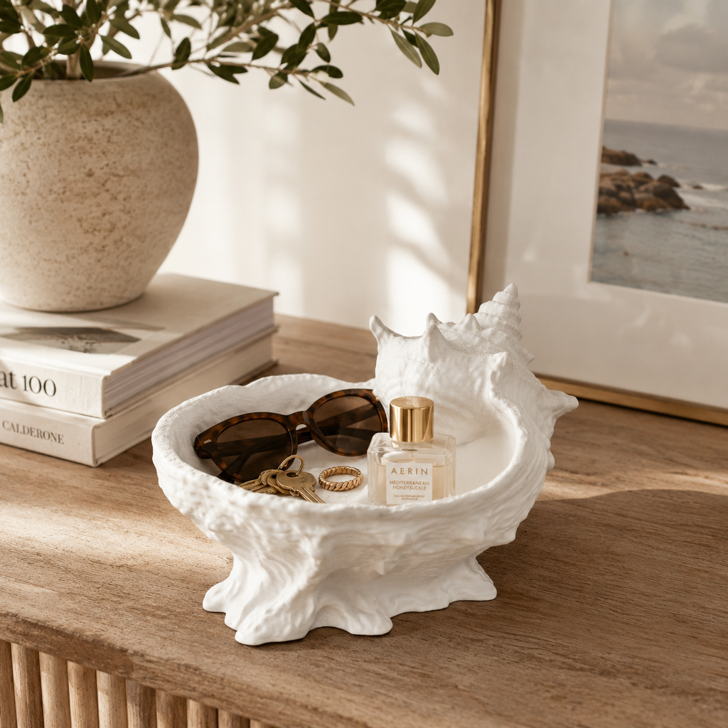 3D Printed Seashell Catchall Bowl | Coastal Jewelry Tray for Rings, Keys & Trinkets | Decorative Shell Organizer for Vanity, Entryway & Coffee Table