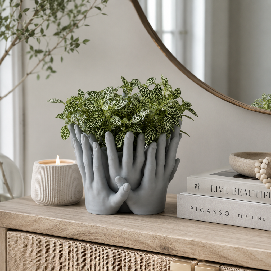 3D Printed Hands Planter | Artistic Multiple Hands Plant Pot for Indoor Plants & Succulents | Modern Decorative Planter for Home & Office