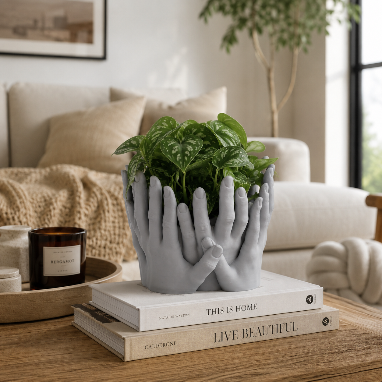 3D Printed Hands Planter | Artistic Multiple Hands Plant Pot for Indoor Plants & Succulents | Modern Decorative Planter for Home & Office