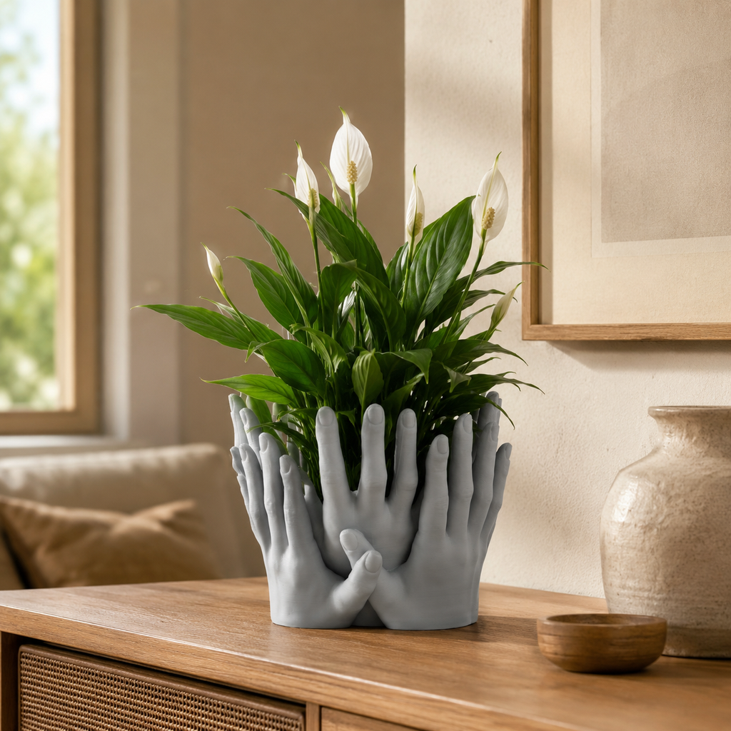 3D Printed Hands Planter | Artistic Multiple Hands Plant Pot for Indoor Plants & Succulents | Modern Decorative Planter for Home & Office