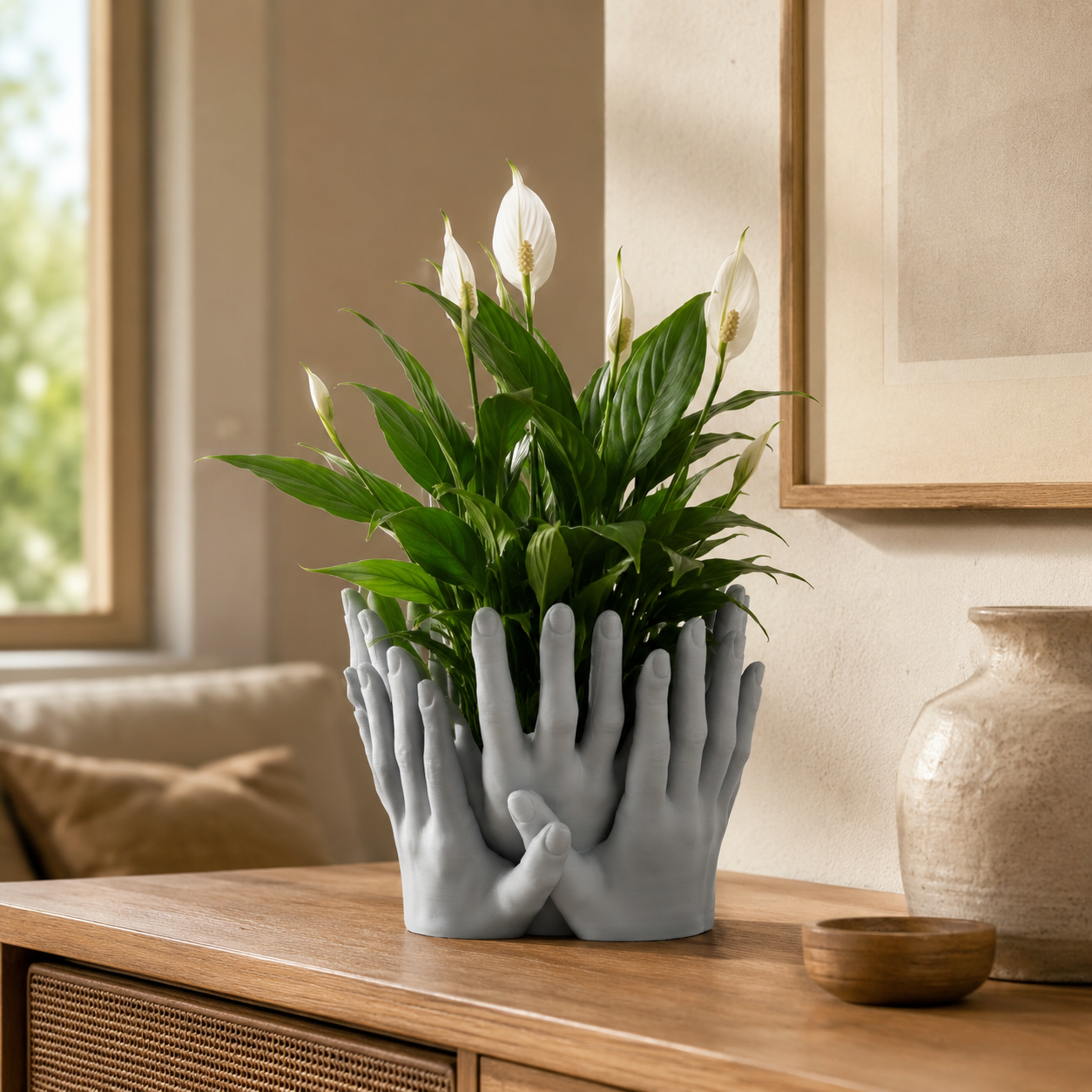 3D Printed Hands Planter | Artistic Multiple Hands Plant Pot for Indoor Plants & Succulents | Modern Decorative Planter for Home & Office