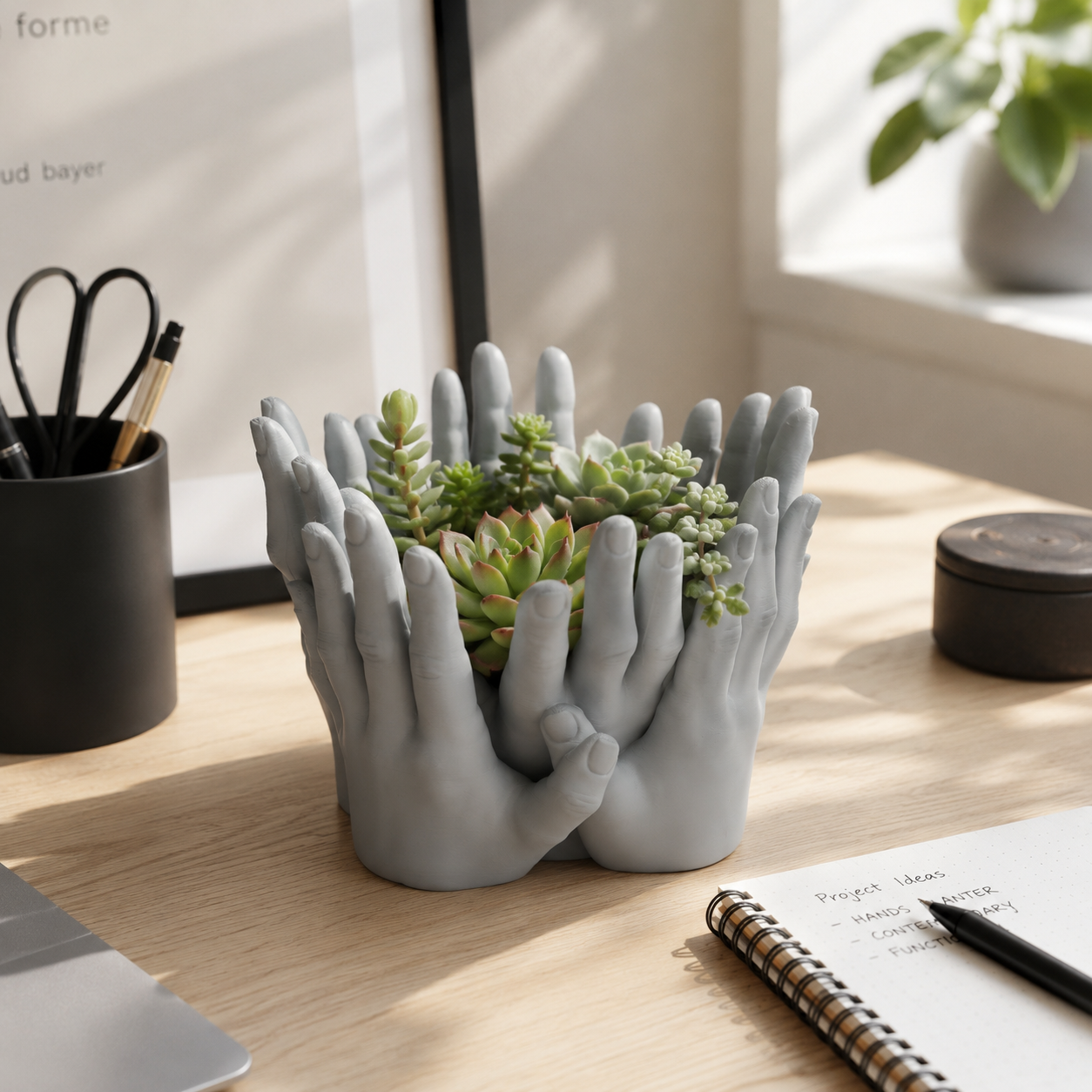 3D Printed Hands Planter | Artistic Multiple Hands Plant Pot for Indoor Plants & Succulents | Modern Decorative Planter for Home & Office
