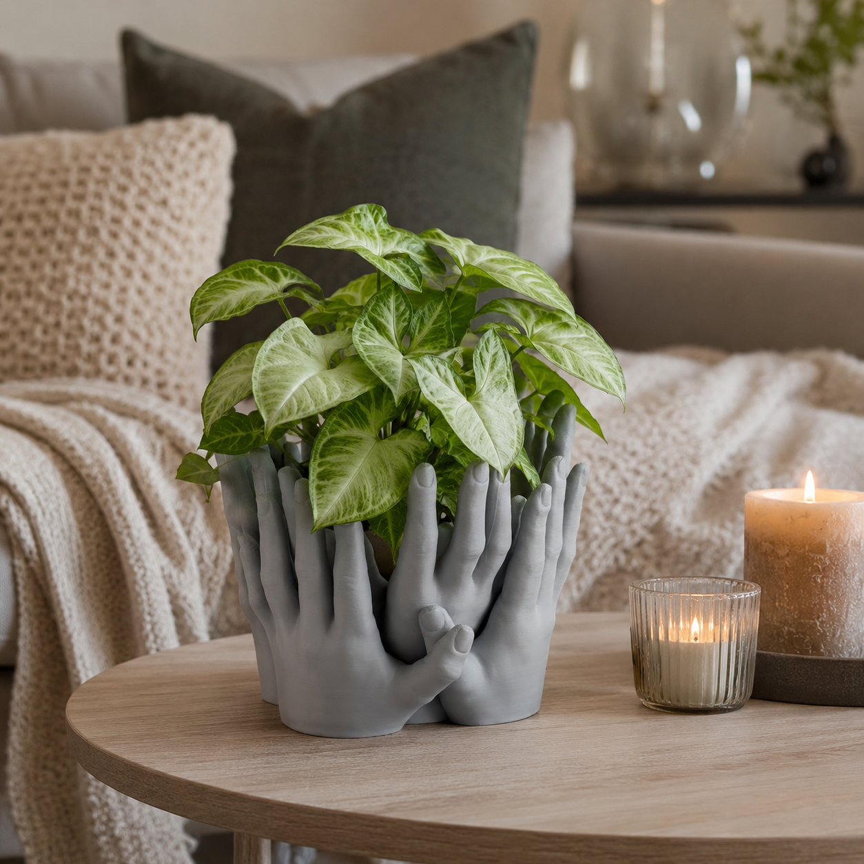 3D Printed Hands Planter | Artistic Multiple Hands Plant Pot for Indoor Plants & Succulents | Modern Decorative Planter for Home & Office