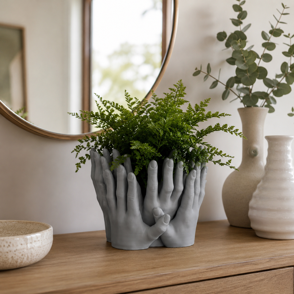 3D Printed Hands Planter | Artistic Multiple Hands Plant Pot for Indoor Plants & Succulents | Modern Decorative Planter for Home & Office