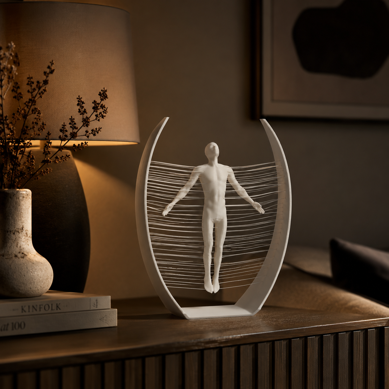 3D Printed Floating Human Sculpture | Modern Abstract Desk Décor Showpiece | Minimalist Optical Illusion Art for Home & Office