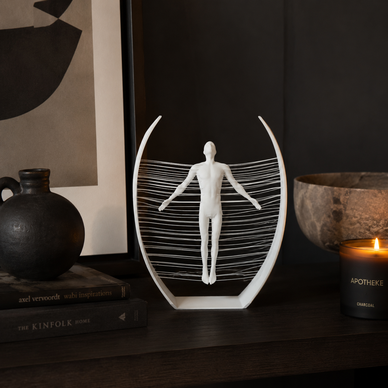 3D Printed Floating Human Sculpture | Modern Abstract Desk Décor Showpiece | Minimalist Optical Illusion Art for Home & Office
