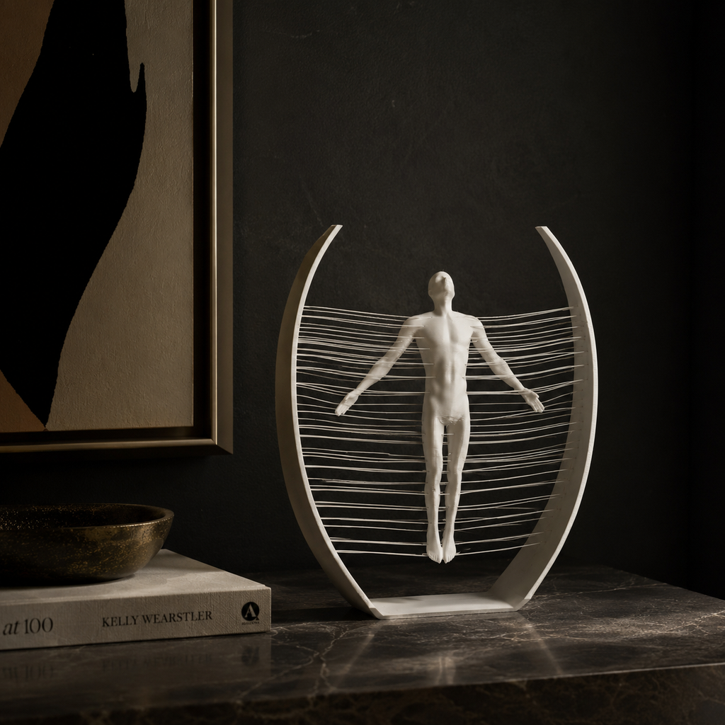 3D Printed Floating Human Sculpture | Modern Abstract Desk Décor Showpiece | Minimalist Optical Illusion Art for Home & Office
