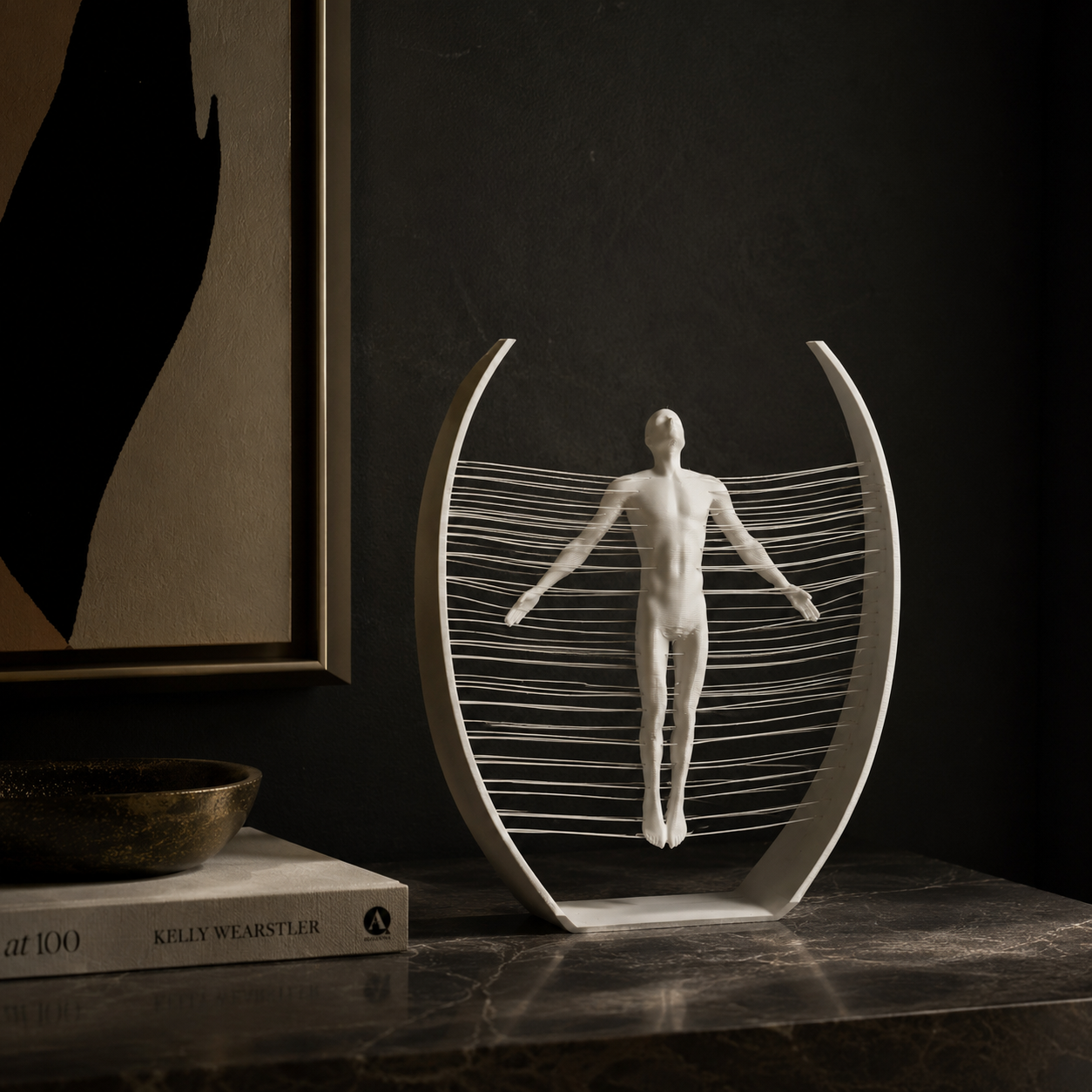 3D Printed Floating Human Sculpture | Modern Abstract Desk Décor Showpiece | Minimalist Optical Illusion Art for Home & Office