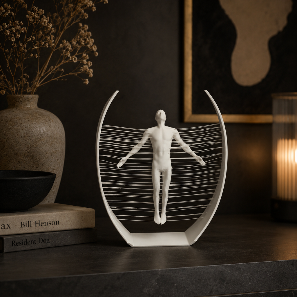 3D Printed Floating Human Sculpture | Modern Abstract Desk Décor Showpiece | Minimalist Optical Illusion Art for Home & Office
