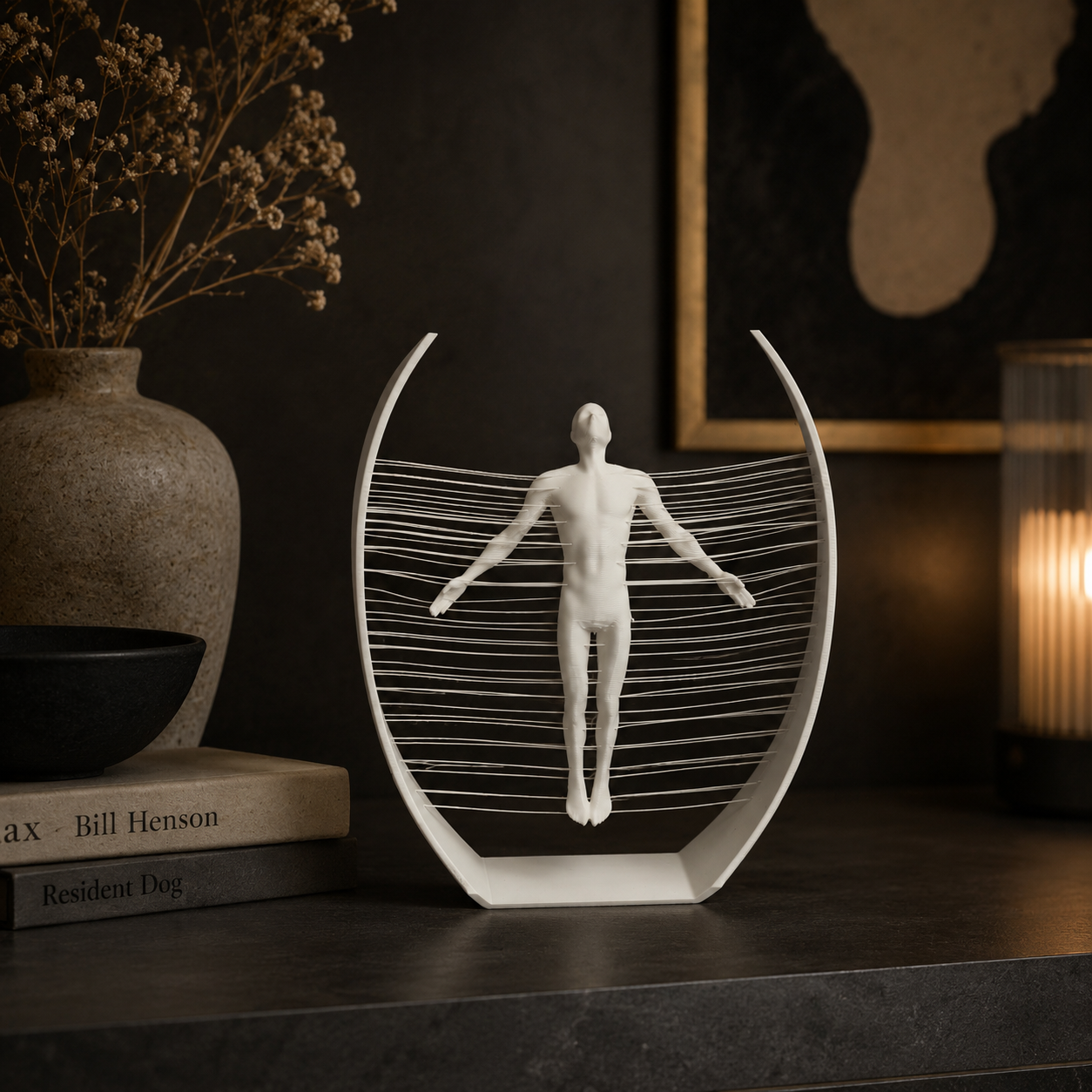3D Printed Floating Human Sculpture | Modern Abstract Desk Décor Showpiece | Minimalist Optical Illusion Art for Home & Office