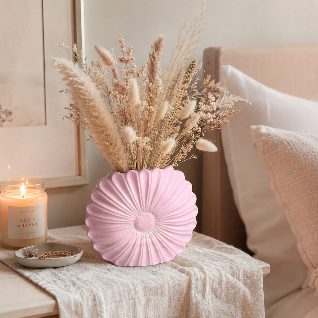 Pink Waterproof Decorative Vase for Fresh & Dried Flowers | Modern Floral Vase for Living Room, Table & Home Décor