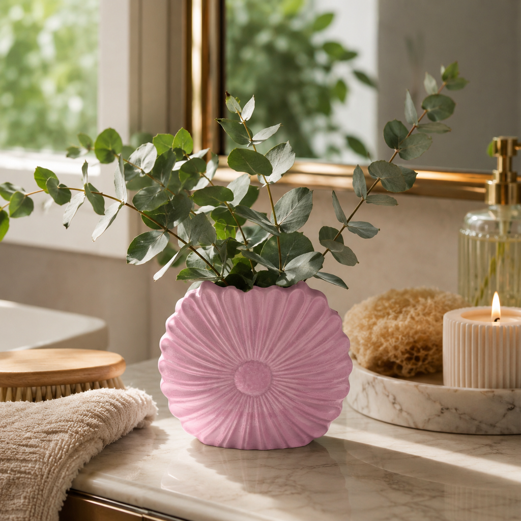 Pink Waterproof Decorative Vase for Fresh & Dried Flowers | Modern Floral Vase for Living Room, Table & Home Décor