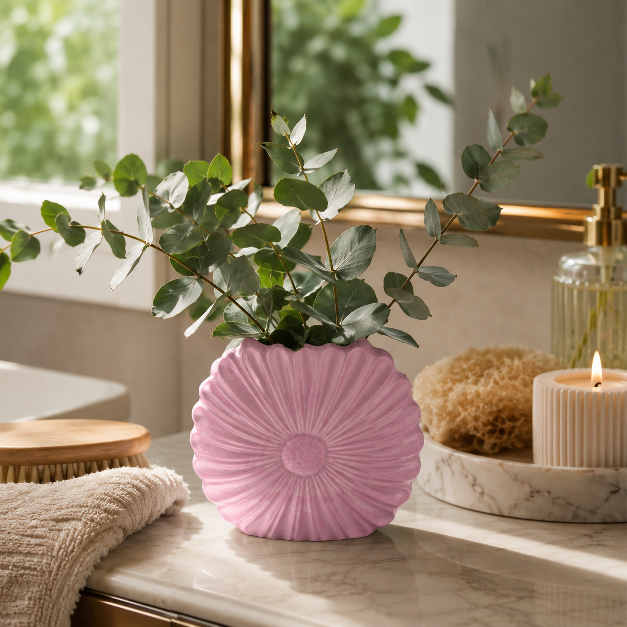 Pink Waterproof Decorative Vase for Fresh & Dried Flowers | Modern Floral Vase for Living Room, Table & Home Décor