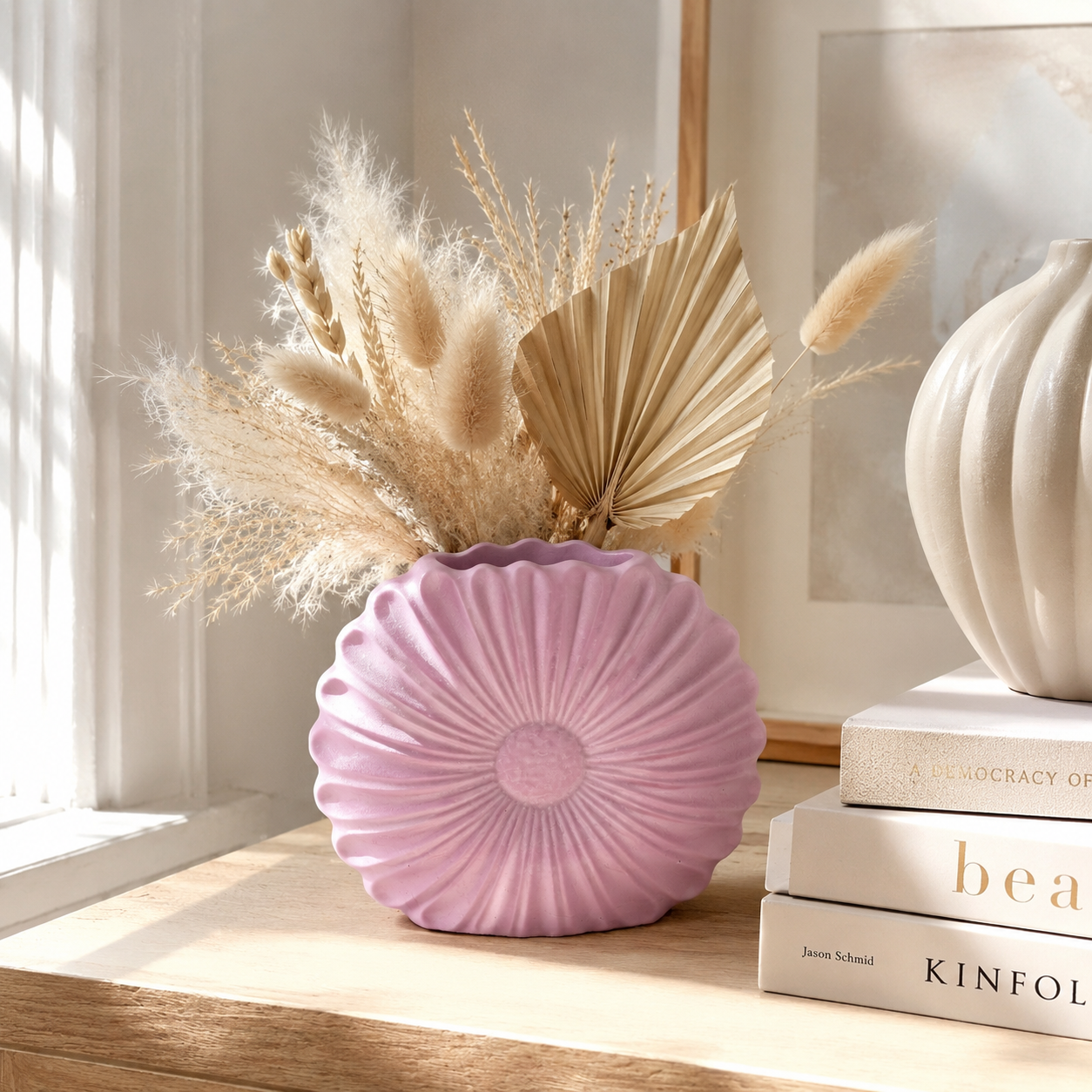 Pink Waterproof Decorative Vase for Fresh & Dried Flowers | Modern Floral Vase for Living Room, Table & Home Décor