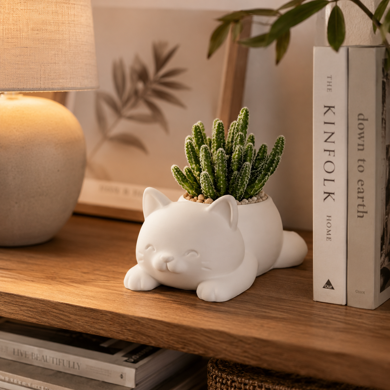 3D Printed Cat Planter | Cute Succulent Pot for Desk & Home Decor