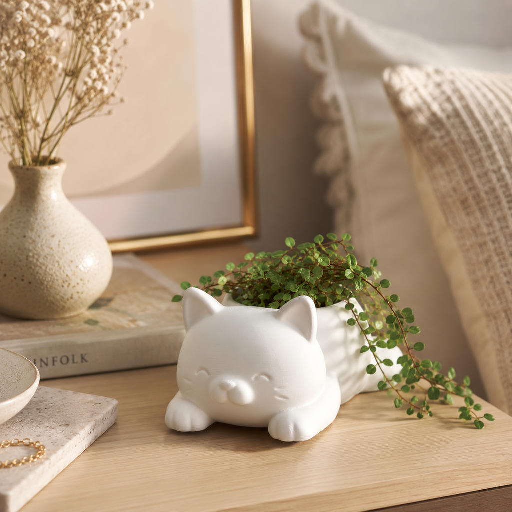 3D Printed Cat Planter | Cute Succulent Pot for Desk & Home Decor