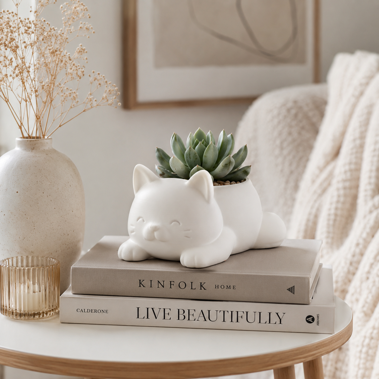 3D Printed Cat Planter | Cute Succulent Pot for Desk & Home Decor