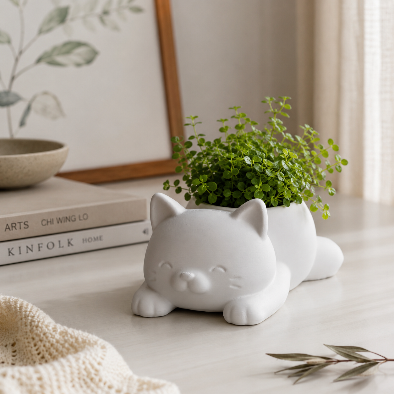 3D Printed Cat Planter | Cute Succulent Pot for Desk & Home Decor