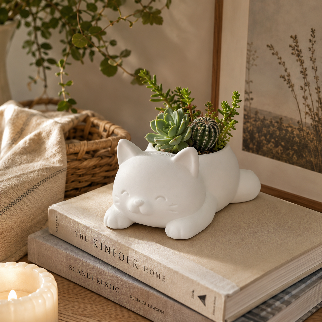3D Printed Cat Planter | Cute Succulent Pot for Desk & Home Decor