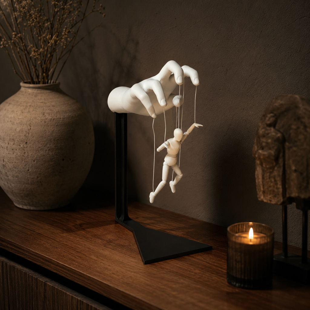 3D Printed Marionette Hand Showpiece | Artistic Puppet Sculpture for Home Decor