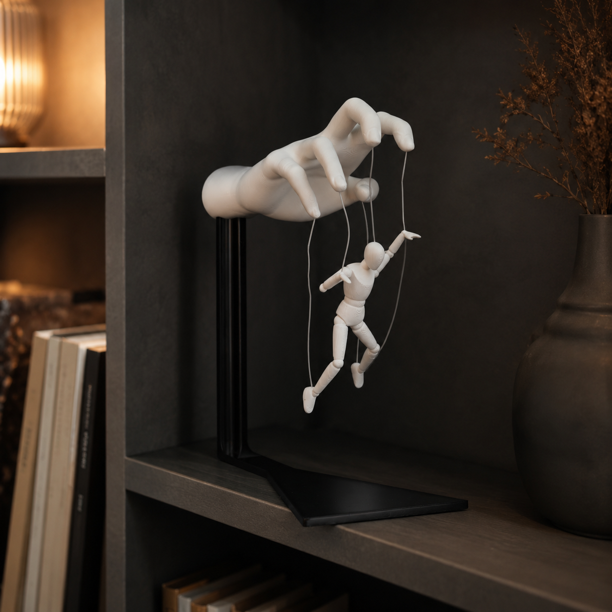 3D Printed Marionette Hand Showpiece | Artistic Puppet Sculpture for Home Decor
