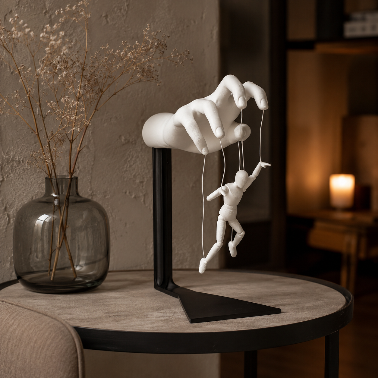 3D Printed Marionette Hand Showpiece | Artistic Puppet Sculpture for Home Decor