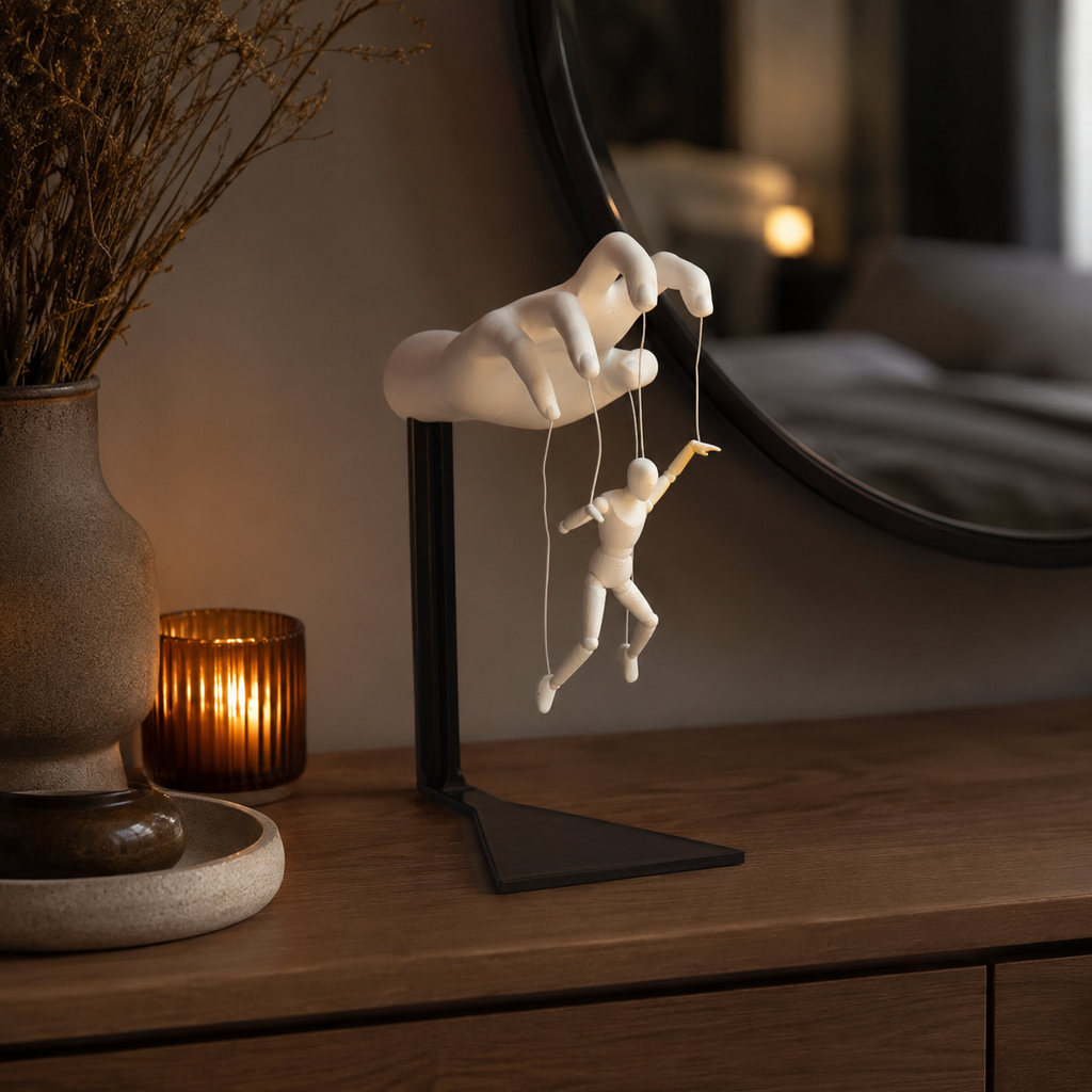 3D Printed Marionette Hand Showpiece | Artistic Puppet Sculpture for Home Decor