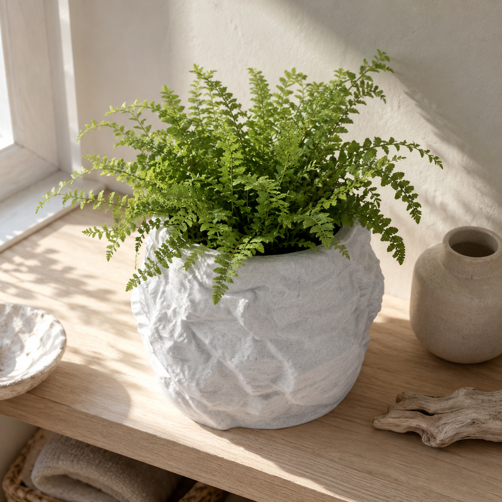 Stone-Inspired Textured 3D Printed Planter for Indoor Plants | Modern Decorative Plant Pot