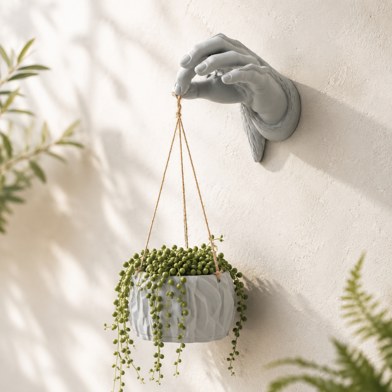 Hand Hanging Wall Planter | Sculptural Wall Mounted Hanging Plant Holder for Indoor Plants