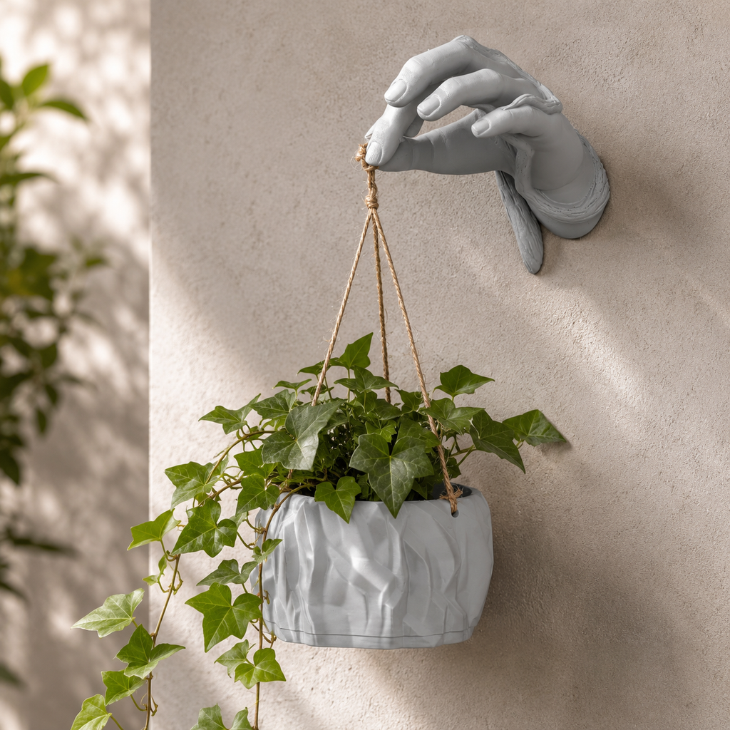 Hand Hanging Wall Planter | Sculptural Wall Mounted Hanging Plant Holder for Indoor Plants