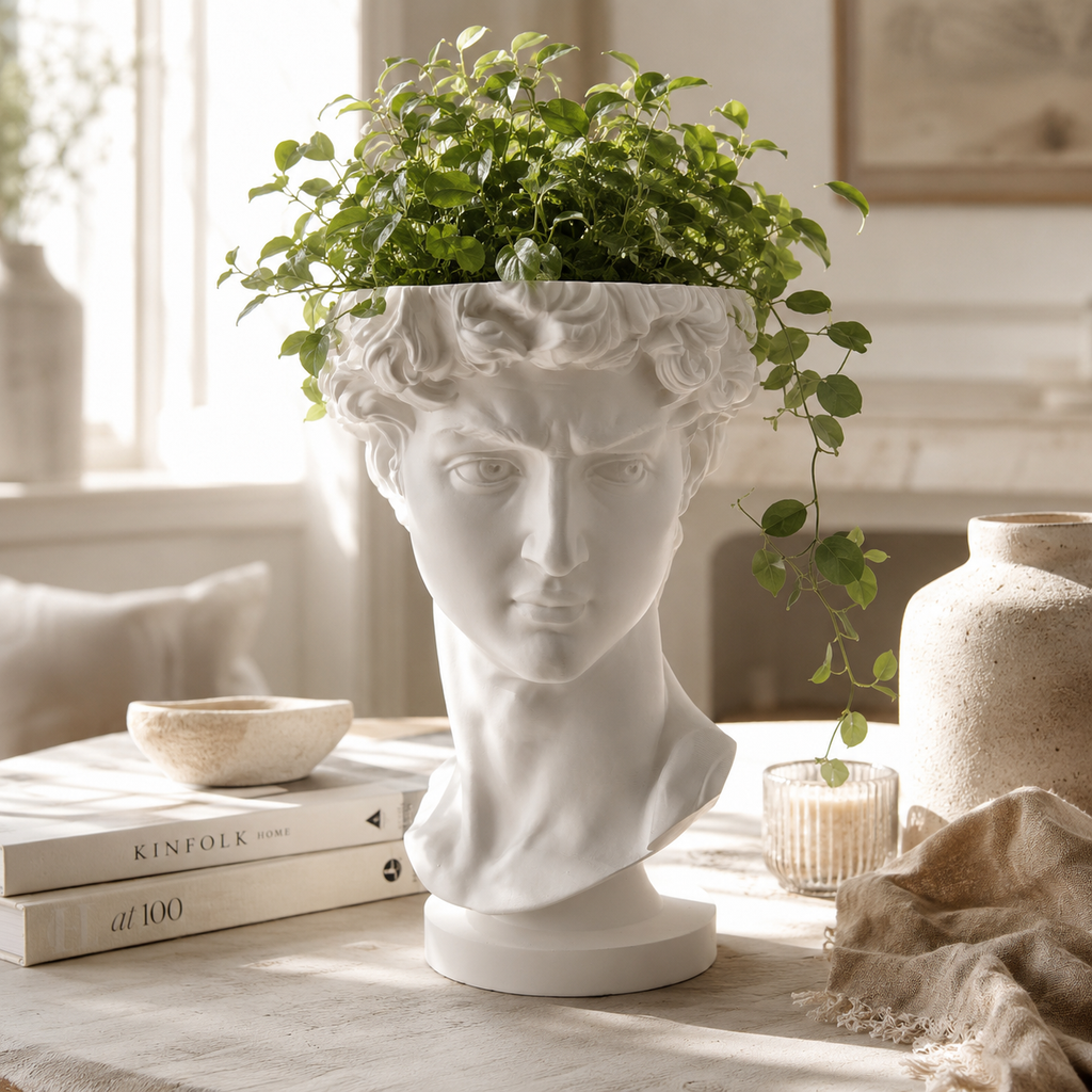David Bust Planter – Classic Art-Inspired 3D Printed Planter (includes drainage holes and collection unit)