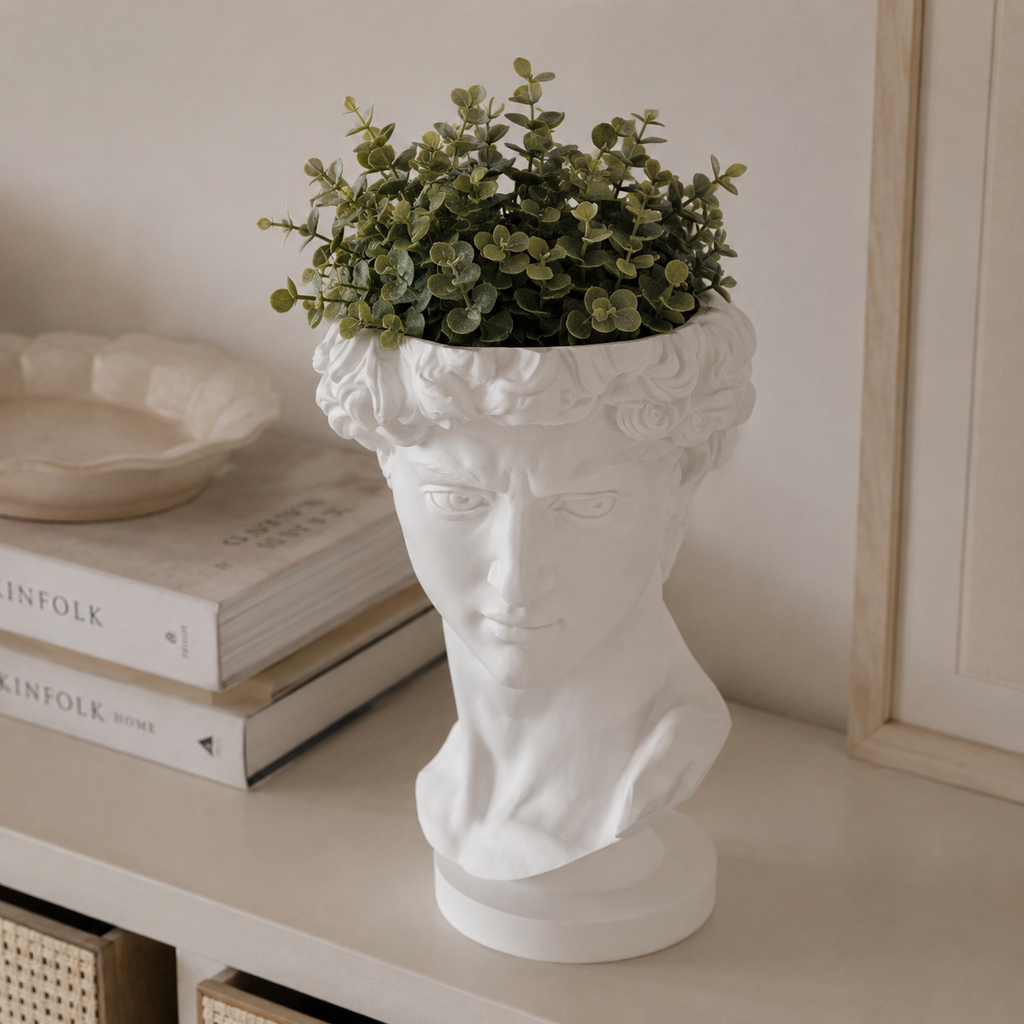 David Bust Planter – Classic Art-Inspired 3D Printed Planter (includes drainage holes and collection unit)