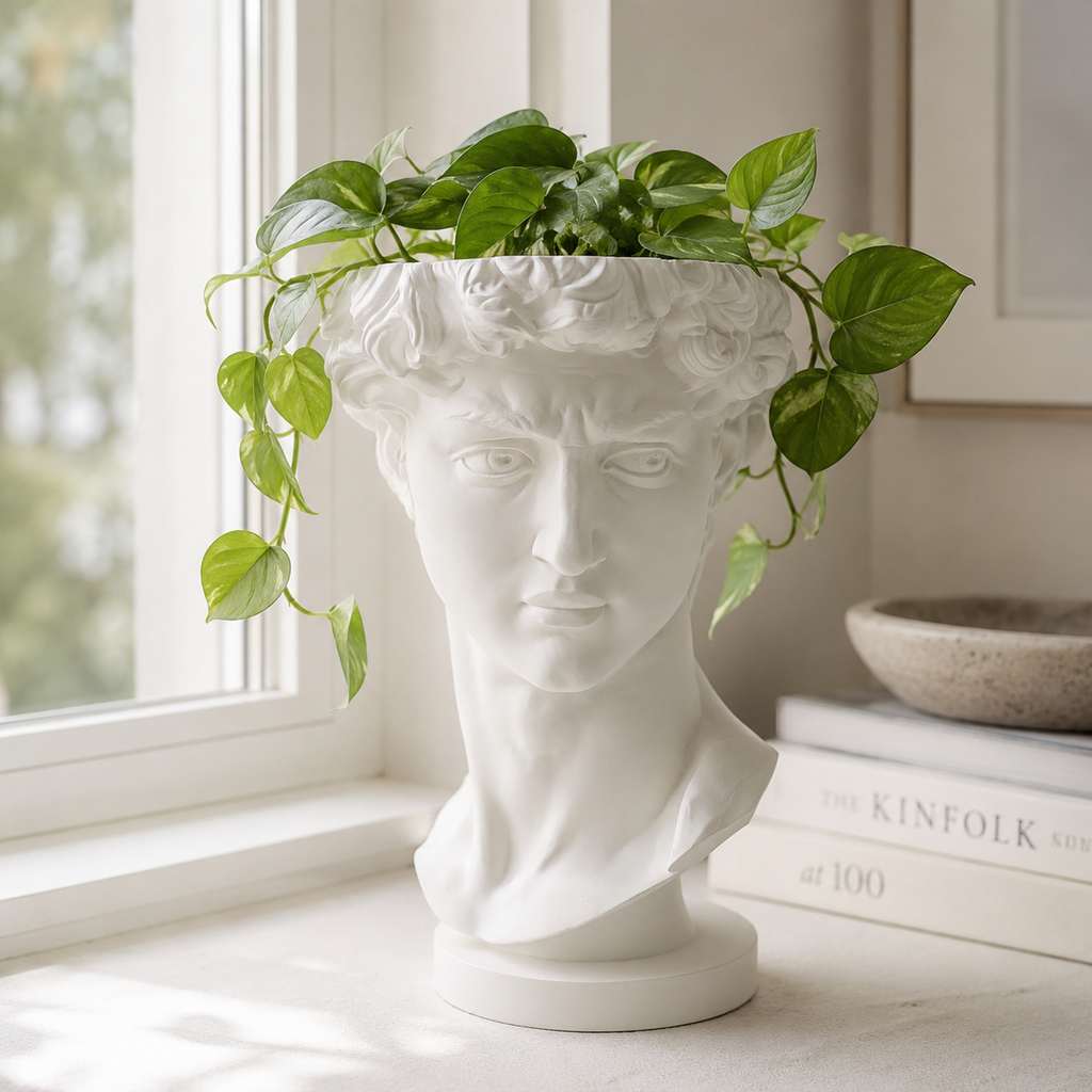 David Bust Planter – Classic Art-Inspired 3D Printed Planter (includes drainage holes and collection unit)