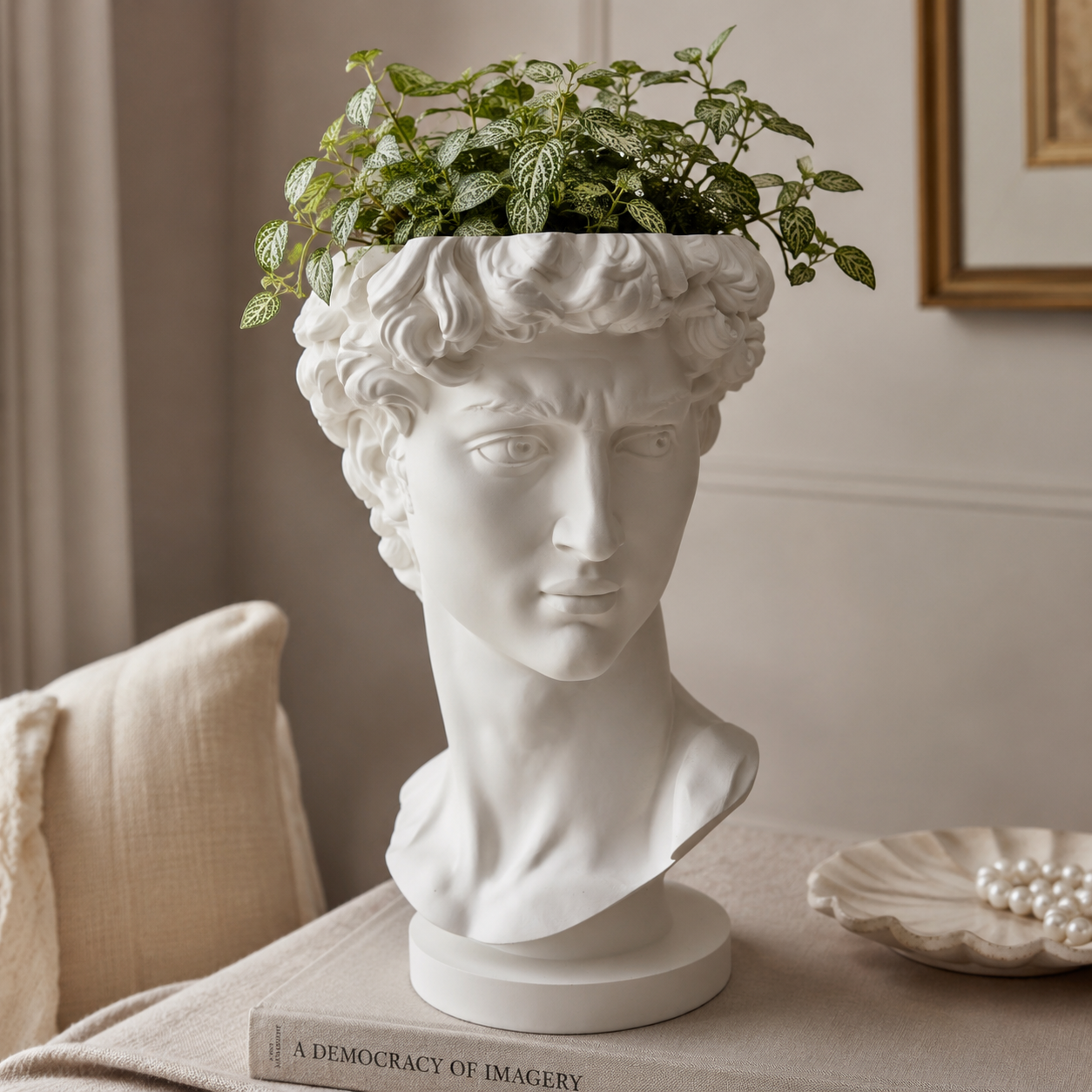 David Bust Planter – Classic Art-Inspired 3D Printed Planter (includes drainage holes and collection unit)