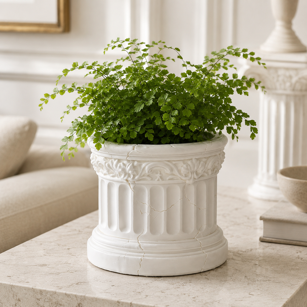 Classic Roman Column Planter with Ornamental Detailing for Indoor Plants | 3D Printed