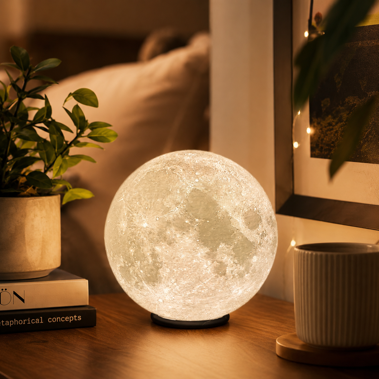 Moon LED Lamp with Replaceable Surface Light | 3-ft Wire with Switch