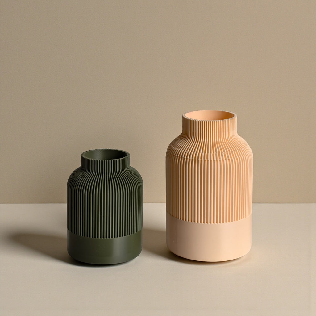 Fluted Duo Vase Set – Clay & Olive