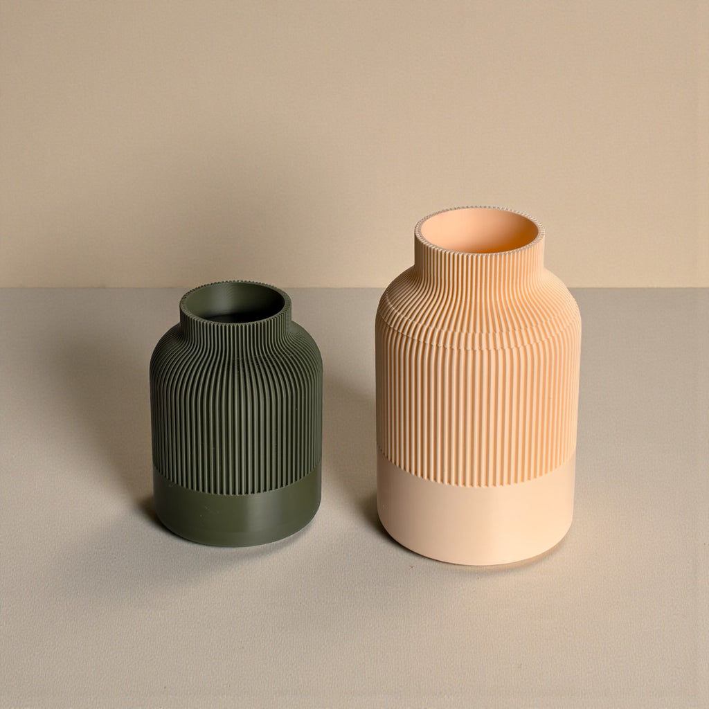 Fluted Duo Vase Set – Clay & Olive